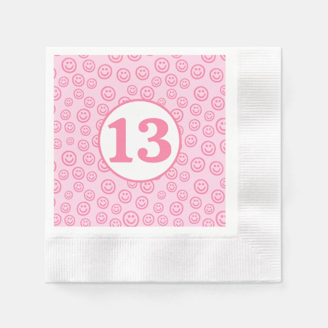 Servilleta De Papel Cara de sonrisa rosa preppy (Anverso)