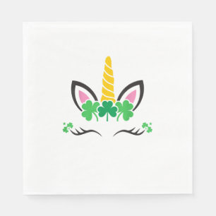 Servilleta De Papel Cara de Unicornio del Día de San Patricio Leprecha