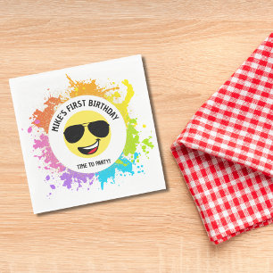Servilleta De Papel Cara Feliz y Sonriente,Gafas de Aviador,Primer Cum