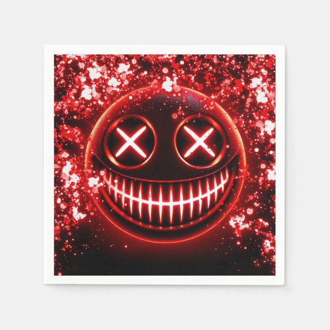 Servilleta De Papel Cara Sonriente de Cenizas Brillantes Rojas Fiesta  (Anverso)