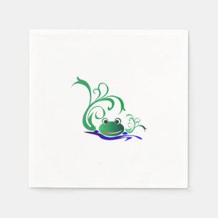 Servilleta De Papel Cara sonriente de la rana del dibujo animado verde