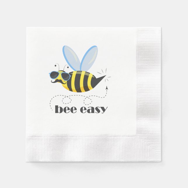 Servilleta De Papel Carácter de abeja con gafas de sol bigote Bee Fáci (Anverso)