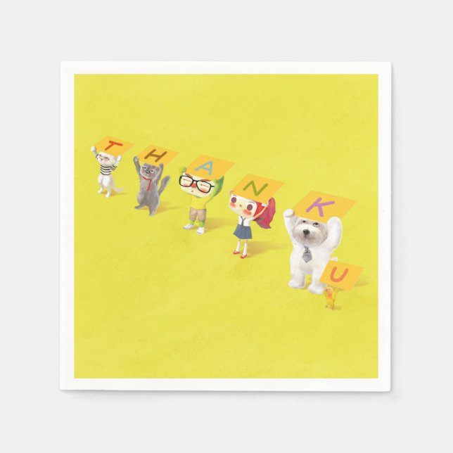 Servilleta De Papel Caracteres de agradecimiento (Anverso)