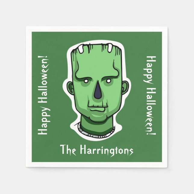 Servilleta De Papel Caracteres de Halloween nombre personalizado, text (Anverso)