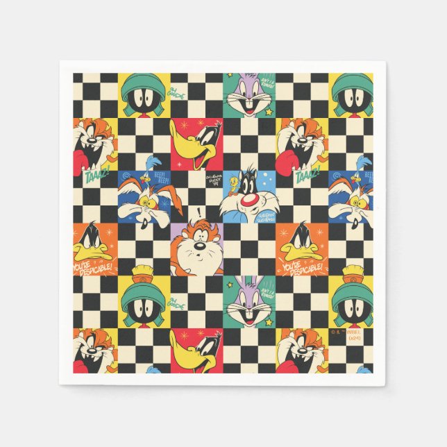 Servilleta De Papel Caracteres LOONEY TUNES™ en negro y blanco (Anverso)