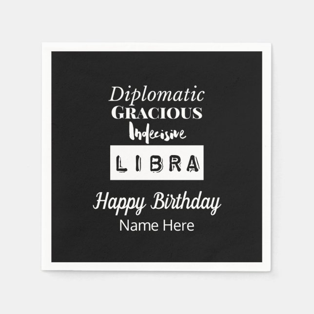 Servilleta De Papel Características del Divertido de Libra Zodiac Cump (Anverso)