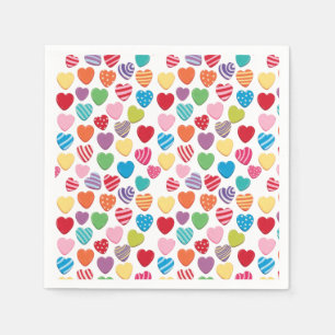 Servilleta De Papel caramelo colorido patrón de corazón día de San Val