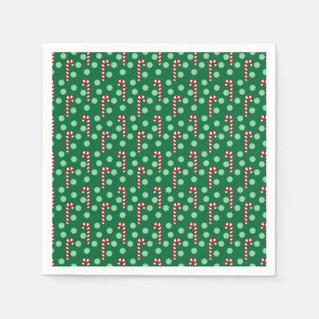 Servilleta De Papel Caramelo de Caña de Menta Roja Verde Navidad (Anverso)