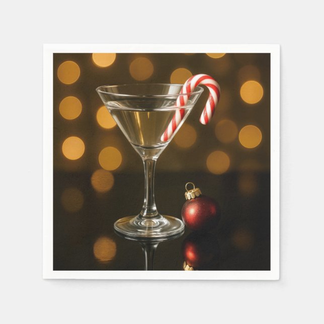 Servilleta De Papel Caramelo de Caña en un Martini de Navidad (Anverso)