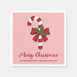Servilleta De Papel Caramelo de Navidad Rojo y Blanco con Texto Person