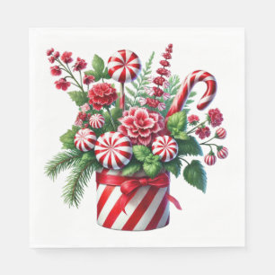 SERVILLETA DE PAPEL CARAMELO NAVIDEÑO ROJO Y VERDE A RAYAS