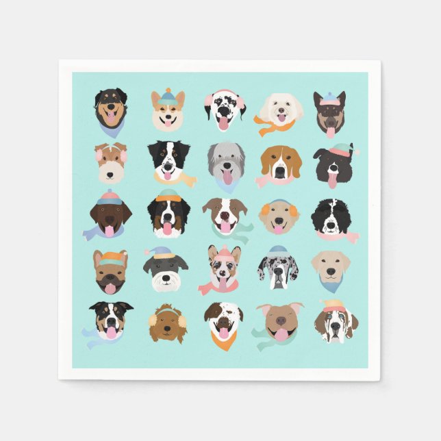 Servilleta De Papel Caras de perro de invierno (Anverso)