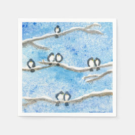 Servilleta De Papel Carbonero en ramas de árboles en nieve invernal  R