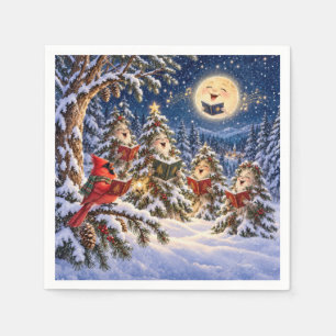 Servilleta De Papel Cardenal de Navidad y Coro del Árbol de Invierno