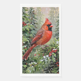 Servilleta De Papel Cardenal de Navidad y Hojas de Acebo