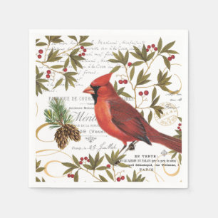 Servilleta De Papel cardenal moderno del arbolado del invierno del