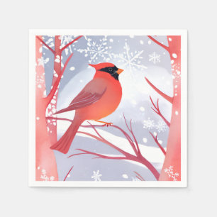 Servilleta De Papel Cardenal Rojo   Hermosa Pintura de Acuarela
