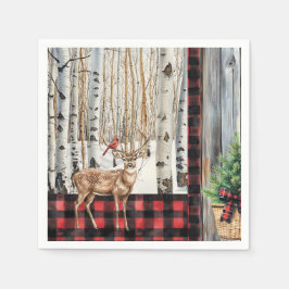 Servilleta De Papel Cardenal y papel de ciervo en invierno