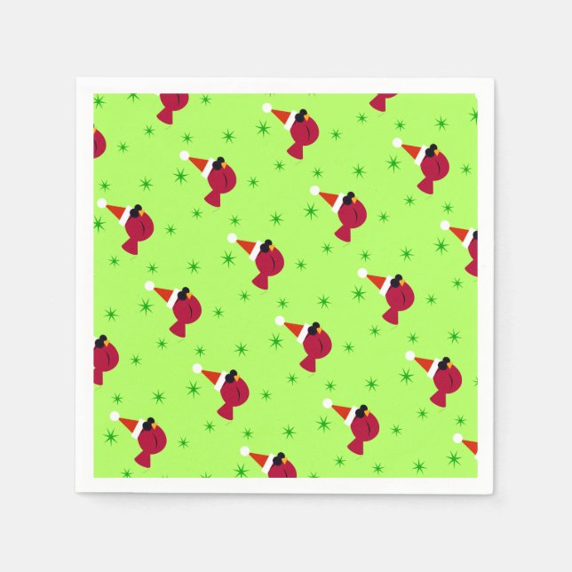 Servilleta De Papel Cardenales de Guay Navidades Fiesta Cocktail Napki (Anverso)