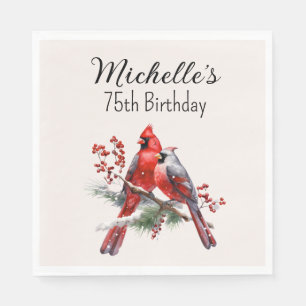 Servilleta De Papel Cardenales rojos cumpleaños 75