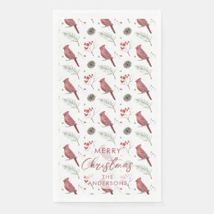 Servilleta De Papel Cardenales Rojos y Bayas de Invierno Navidad Perso