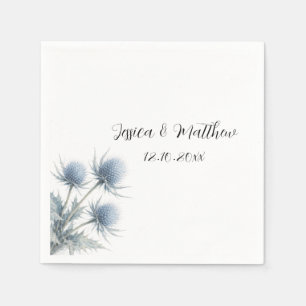 Servilleta De Papel Cardo azul floral Escocia acuarela Bodas