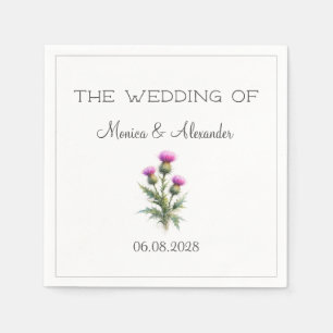 Servilleta De Papel Cardo Floral Escocés Aquarela Fiesta de Boda