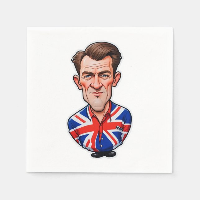 Servilleta De Papel Caricatura británica con bandera de la bandera bri (Anverso)