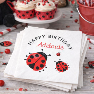 Servilleta De Papel Cariñosa Mariquita Roja Moderna Cumpleaños Persona