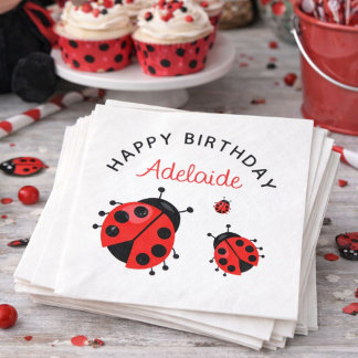 Servilleta De Papel Cariñosa Mariquita Roja Moderna Cumpleaños Persona