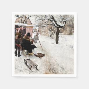 Servilleta De Papel Carl Larsson Open-Air Painter. Winter-Motif