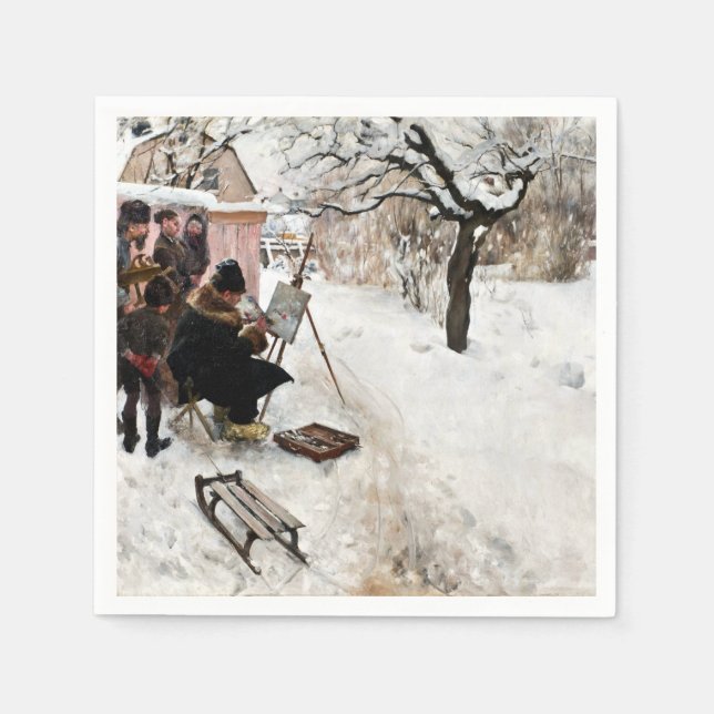 Servilleta De Papel Carl Larsson Open-Air Painter. Winter-Motif (Anverso)