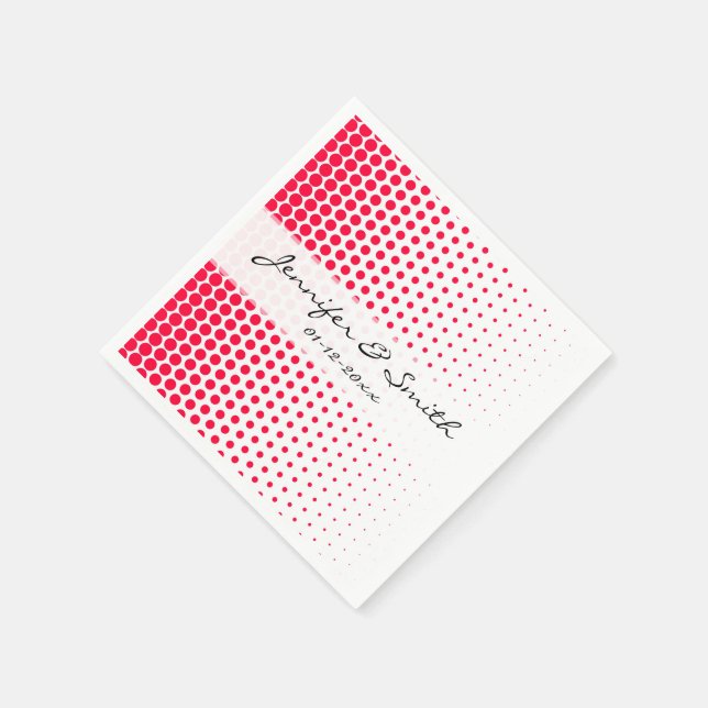 Servilleta De Papel Carmine Red Polka Dot Blanco moderno (Borde)