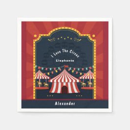 Servilleta De Papel Carnaval de circo de amor vintage azul blanco rojo
