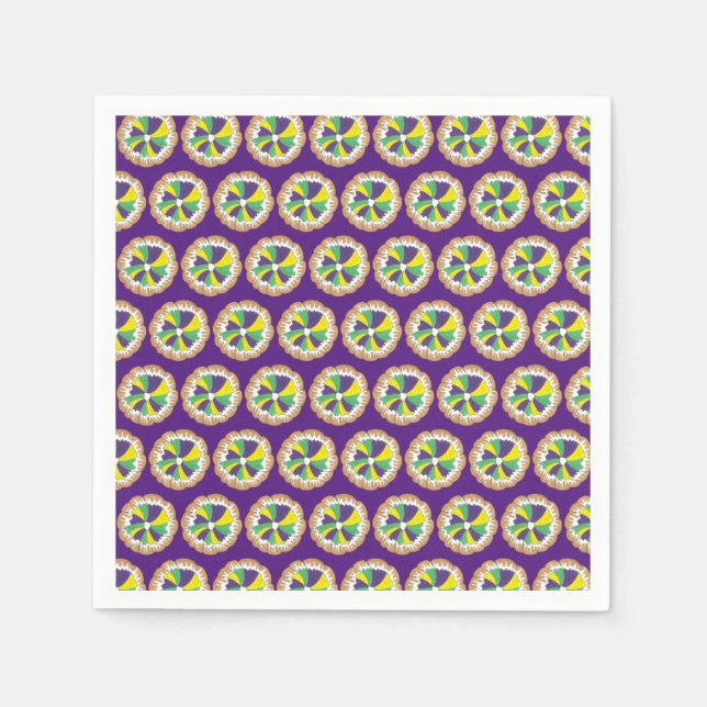 Servilleta De Papel Carnaval del Rey Pastel de Nueva Orleans NOLA Mard (Anverso)