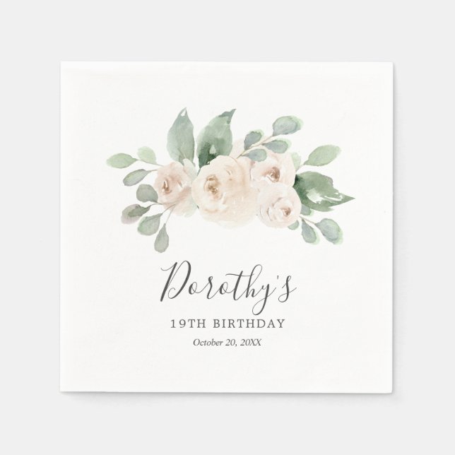 Servilleta De Papel Carne blanca de cumpleaños 19 Napkins personalizad (Anverso)