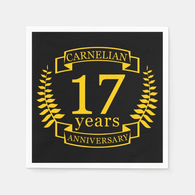 Servilleta De Papel Carnelian Gemstone boda aniversario 17 años (Anverso)