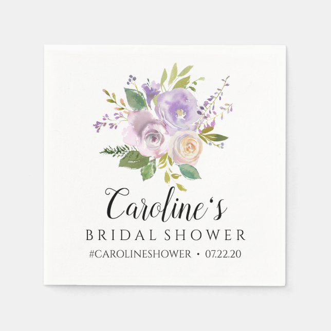 Servilleta De Papel Carolina Bridal Shower Napkins - Floral acuarela (Anverso)