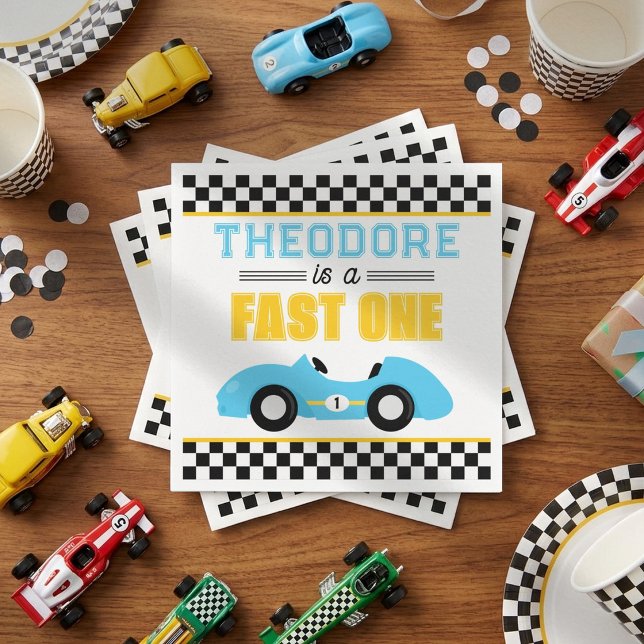 Servilleta De Papel Carrera de Autos Rápidos Cumpleaños número 1 (Subido por el creador)