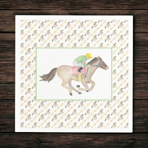 Servilleta De Papel Carrera de caballos del Derby de Jockey de acuarel