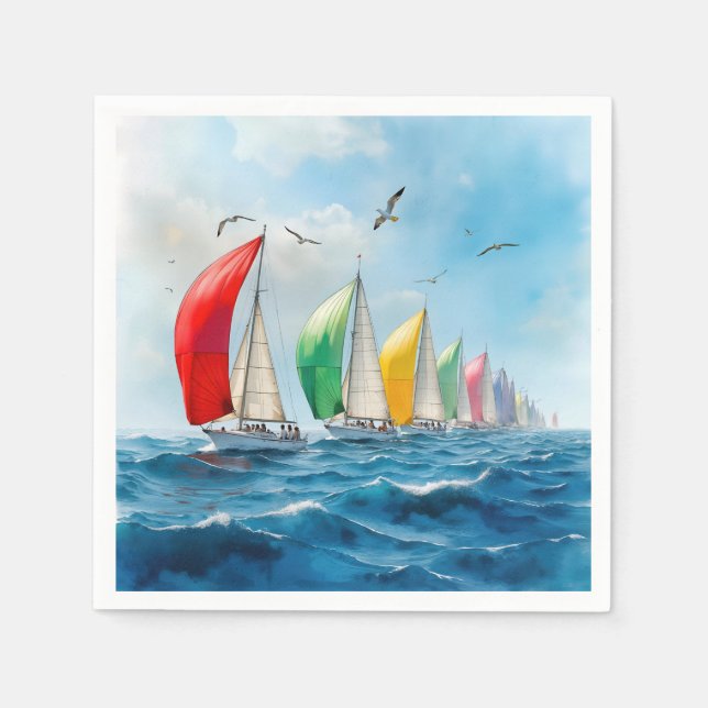 Servilleta De Papel Carrera de veleros en alta mar (Anverso)