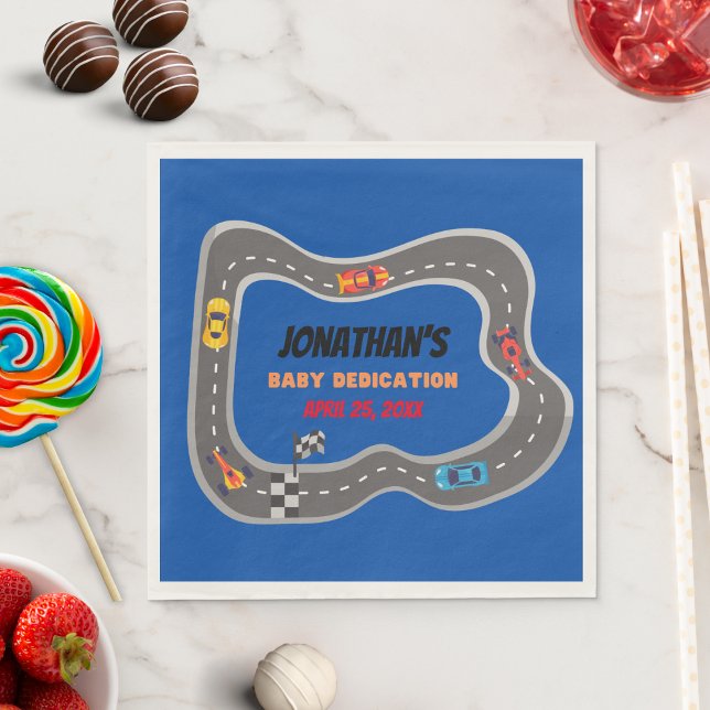 Servilleta De Papel Carreras Carros pista de carreras de niños Dedicac (Subido por el creador)