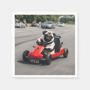 Servilleta De Papel Carreras de karting con Pug