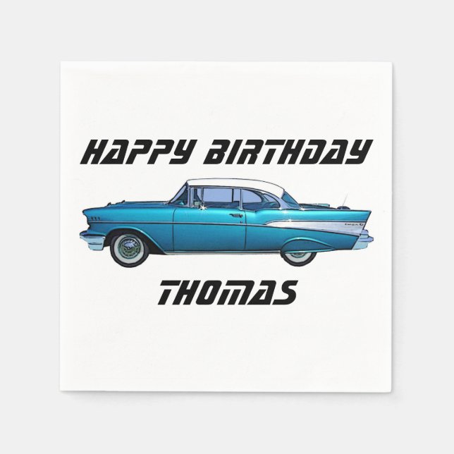 Servilleta De Papel Carro clásico 1957 Toallas personalizado Chevy Bel (Anverso)