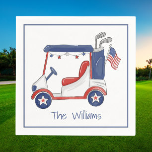 Servilleta De Papel Carro de Golf Patriótico Personalizado / Rojo Blan