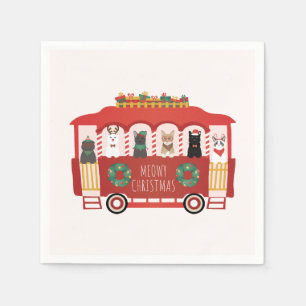 Servilleta De Papel Carro de Navidad de Gatos Meowy Navidad