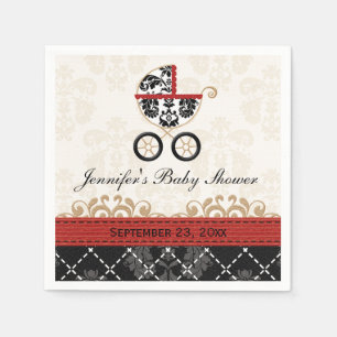 Servilleta De Papel Carro rojo Baby Shower del damasco