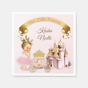 Servilleta De Papel Carruaje de Castillo de Princesa Real Rosa Dorado 