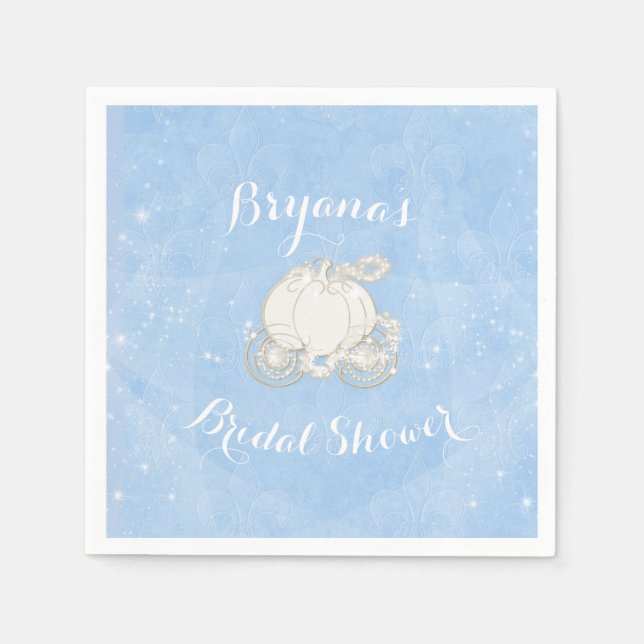 Servilleta De Papel Carruaje de Cenicienta de destellos azules Fiesta  (Anverso)