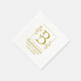 Servilleta De Papel Carta botánica B de oro moderna